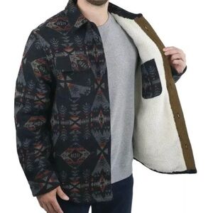 Jachs New York Men’s Wool Blend Sherpa Lined Shirt Jacket, Size M